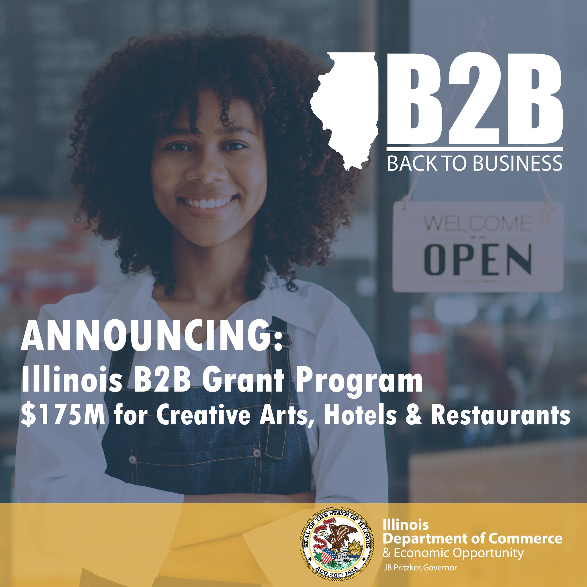 Image for Gov. Pritzker Announces $175 Million Available in B2B Grants for Restaurants, Hotels and Creative Arts Businesses