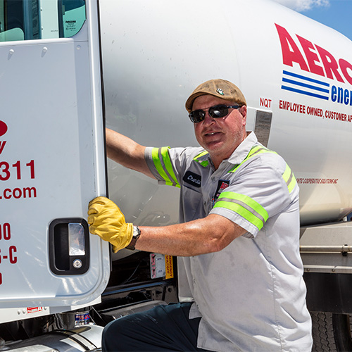 Aero Energy delivery driver ready to make a delivery.