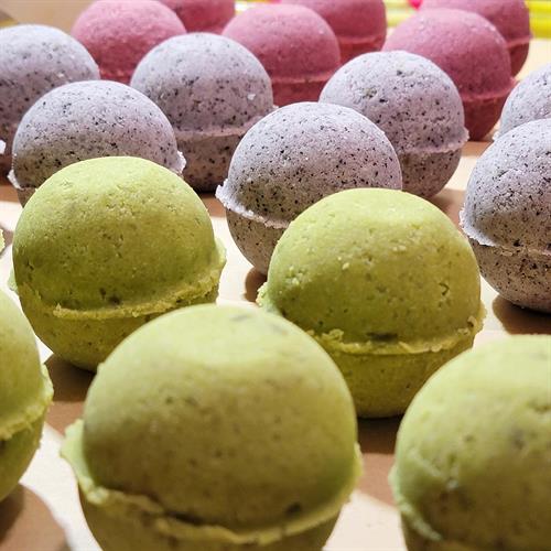 Hand Pressed Bath Bombs colored with Nature