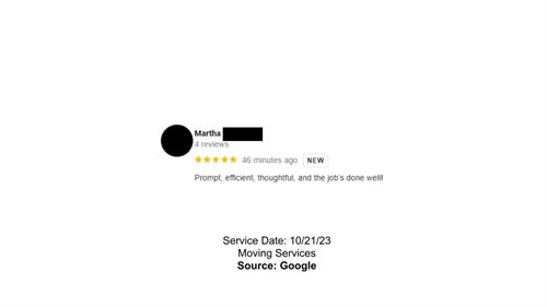 Customer Review: Moving Services 