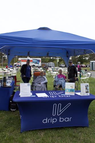 IV Drip Bar set up to provide IVs for the bikers after the Ocean to Bay bike ride.