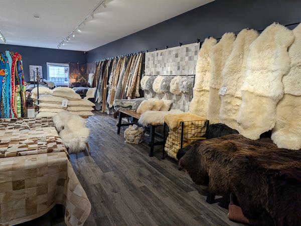 The sheepskin and cowhide showroom