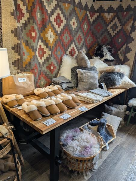 Sheepskin slippers, cashmere scarves and so many sheepskin cushions