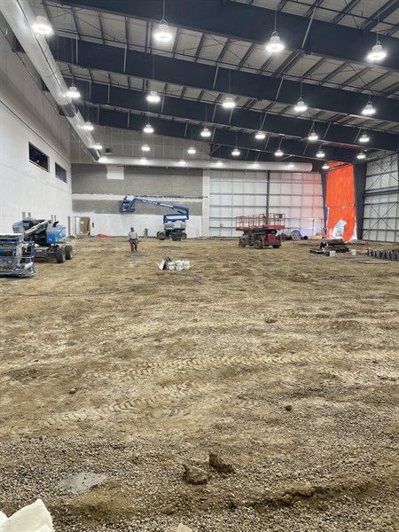 ARENA READY FOR PIPING TO BE LAID