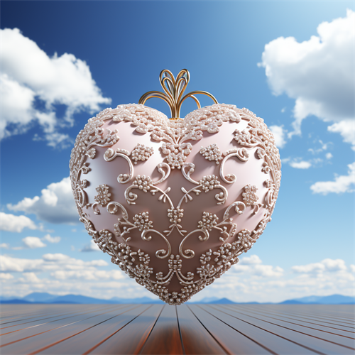 Opulent Glass Heart with Cloudy Sky Pillow