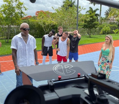 Shooting a commercial with Dennis Rodman