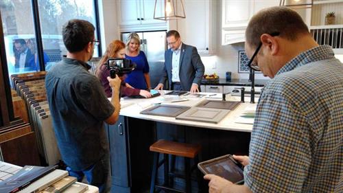 Behind the scenes, Whitney Media Productions producing a Video Business Card for Stevens Kitchens.  