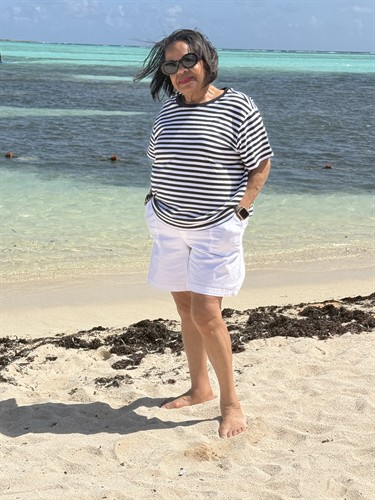 Dig your feet into the white sand