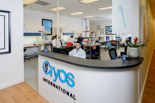 Front desk to the Cryos sperm bank 