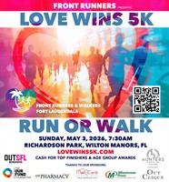 Love Wins 5K Sunday, May 3, 2026, 7:30AM Richardson Park, Wilton Manors FL