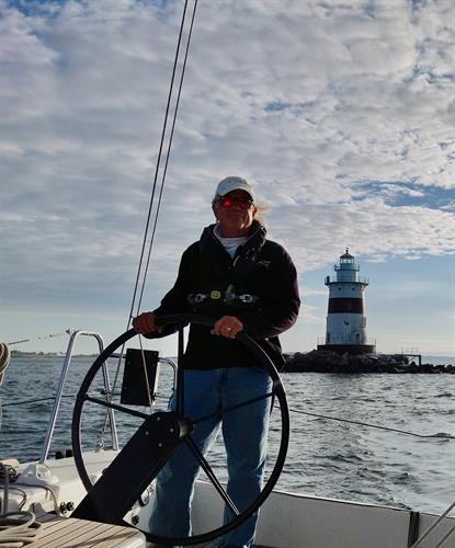 Captain Chris sailing the Fishers Island Sound
