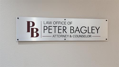 Interior Wall Sign - Plexiglas on Brushed Silver Aluminum