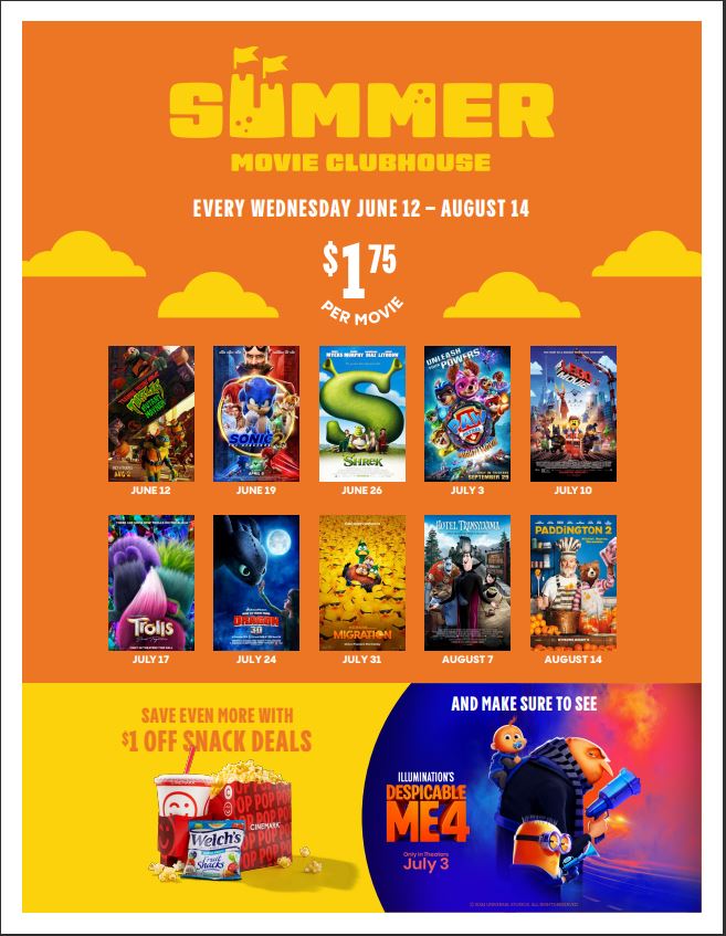 Summer Movie Clubhouse Cinemark Jul 3, 2024