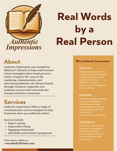Authentic Impressions flyer
