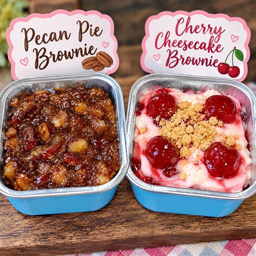 Duo: 5oz Pecan Pie Brownie & Cherry Cheesecake Brownie
