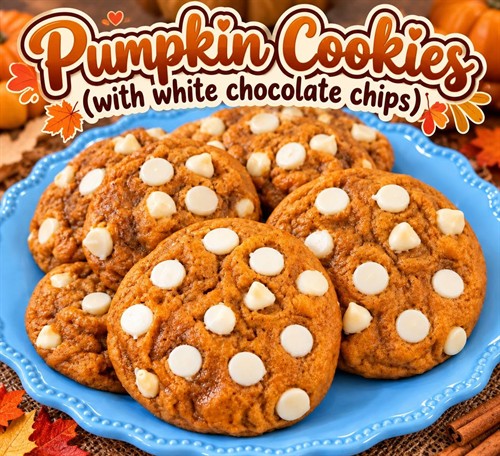 Pumpkin Cookies with White Chocolate Chips