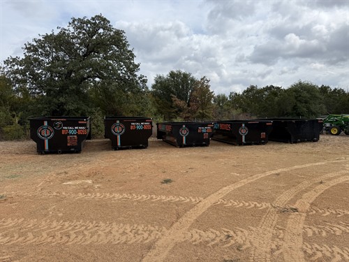 Boss Lady Boxes dumpster lineup for home cleanouts, remodeling and contractor projects.