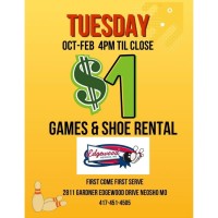 $1 Bowling on Tuesdays at Edgewood Bowling Center