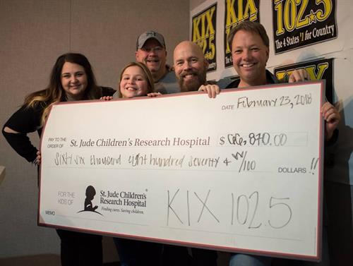KIX 102.5 raised $66,780 for St. Jude Children's Research Hospital 2018 Radiothon