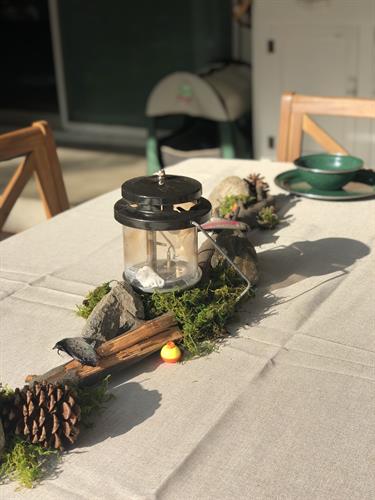 Camping table scape 