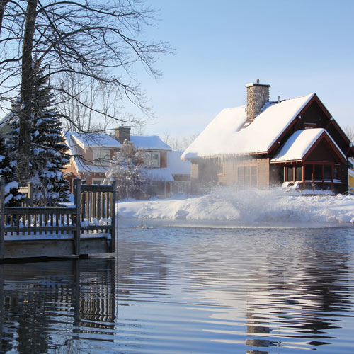 Cottages at Water's Edge in Winter