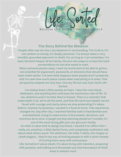 The skeletons, the witty T-shirts, the tongue-in-cheek slogans… they’re my way of inviting people in with a smile instead of scaring them away with seriousness. The skeletons, the witty T-shirts, the tongue-in-cheek slogans… they’re my way of inviting people in with a smile instead of scaring them away with seriousness.