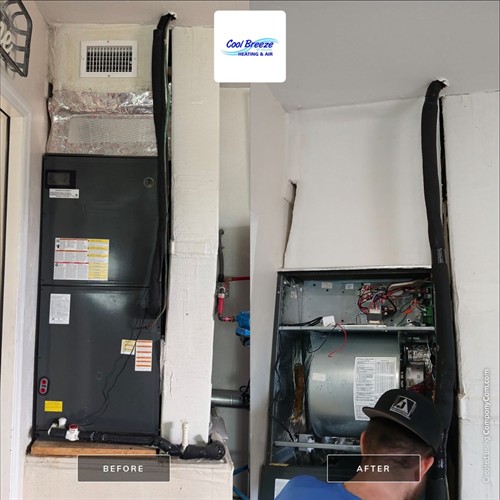 HVAC system service and maintenance performed by our team.