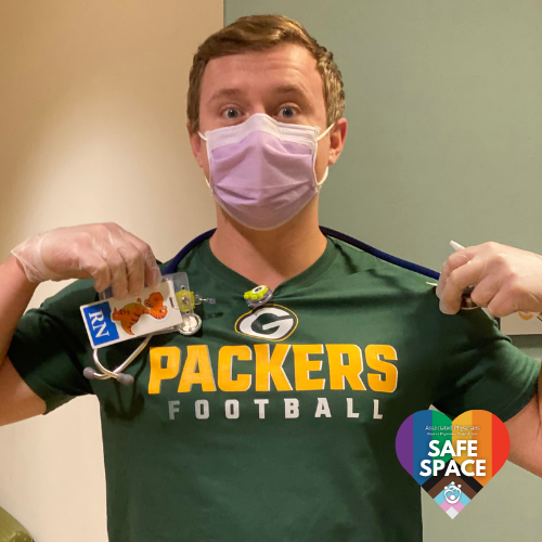 Our Pediatric nurse, Alex, being proud to be a part of the Packers nation!