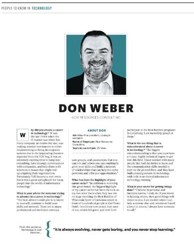 Don Weber Named Person to Know in Technology