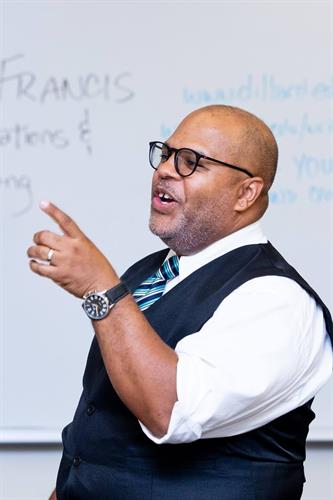 Conducting a marketing workshop at Dillard University's 2022 Fall Faculty & Staff Institute