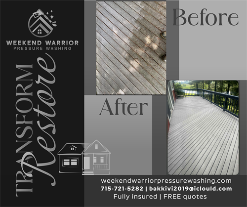 Restore your home or business with expert pressure washing. We remove buildup, protect surfaces, and help you avoid costly repairs—serving Central Wisconsin.