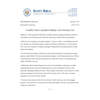 Assembly Passes Legislation Helping Lower Housing Costs