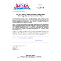 City of Wisconsin Rapids Announces Purple Heart City Designation and Veterans Honor Walk
