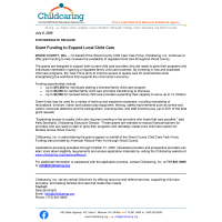Grant Funding to Expand Local Child Care