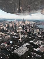 Space Needle and Seattle Center on one of our scenic flights