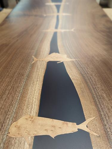 Offshore Fish inlaid Walnut coffee table
