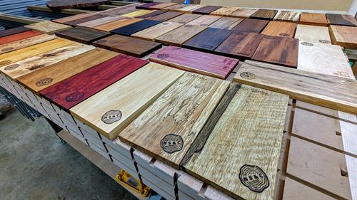 Our colorful selection of over 50 domestic and imported hardwoods
