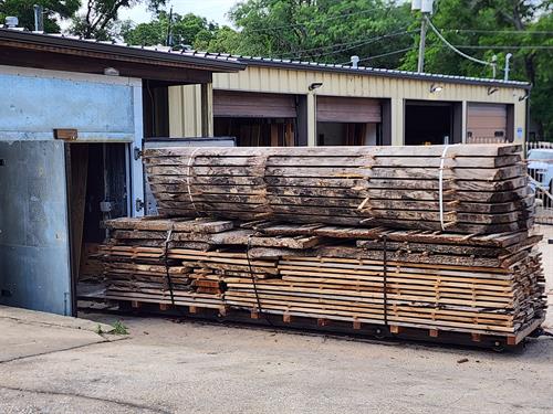 Our dehumidification kiln being loaded with a new batch of wet wood!