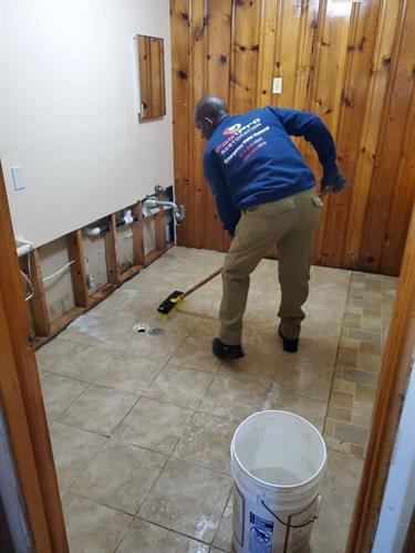 Our technician finishing up the cleaning portion of the job for one of our clients. 