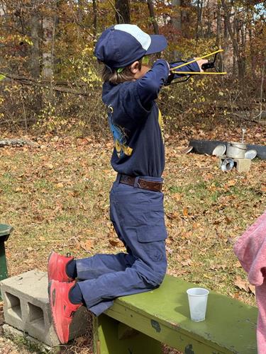 Ready, aim, fire!  Slingshot fun at the Pack 146 Fall Fest.