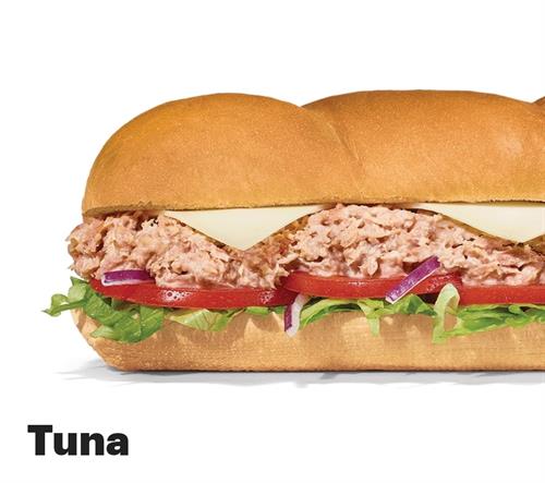 Tuna You’ll love every bite of our classic tuna sandwich. 100% wild caught tuna blended with creamy mayo then topped with your choice of crisp, fresh veggies. 100% delicious.