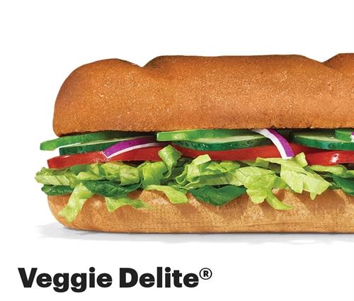 Veggie Delite® The Veggie Delite® sandwich is crispy, crunchy, vegetarian perfection. With lettuce, baby spinach, tomatoes, cucumbers, green peppers and red onions, all on our Hearty Multigrain bread.