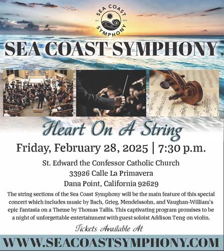 Sea Coast Symphony Heart on a String Concert Flyer February 28, 2025