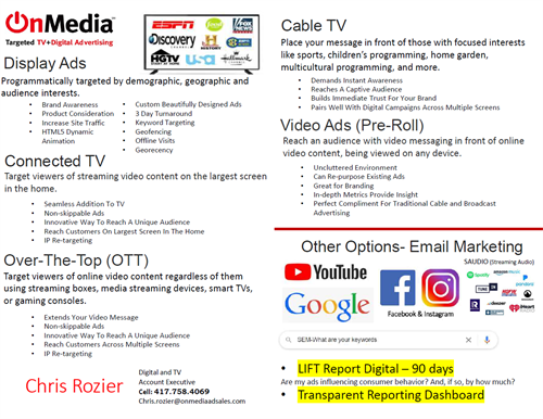 A 1 sheet overview on our products