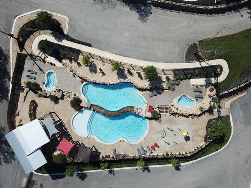 Aerial of the pool area.