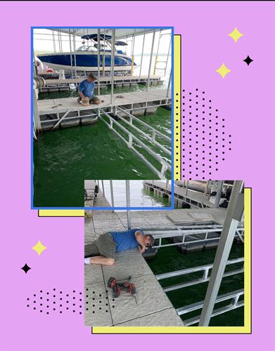 Installed support panels for boat slip insert Installed support panels for boat slip insert