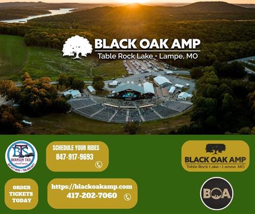 Schedule your rides to see the concerts at Black Oak Amphitheater Schedule your rides to see the concerts at Black Oak Amphitheater