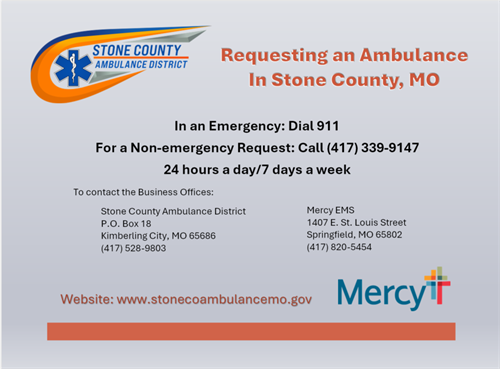 Requesting an Ambulance in Stone County, MO