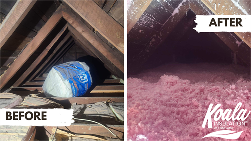 Before and After of attic insulation clean up and install