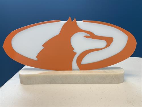 Hoosier Waterjet/ HPA custom created this for a local High School with led lights. 